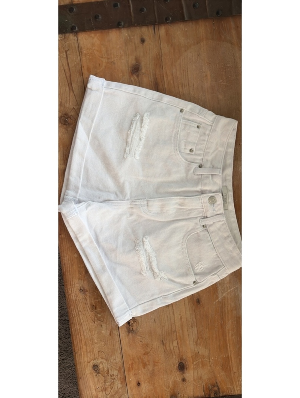 Color Washed Denim High Rise Shorts in White size Small